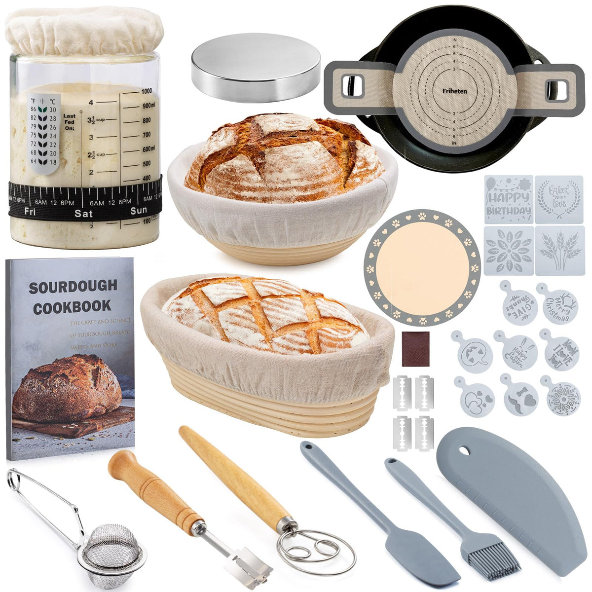 Friheten bocal 40oz montrant levain actif et ouverture large, facilite nourrissage