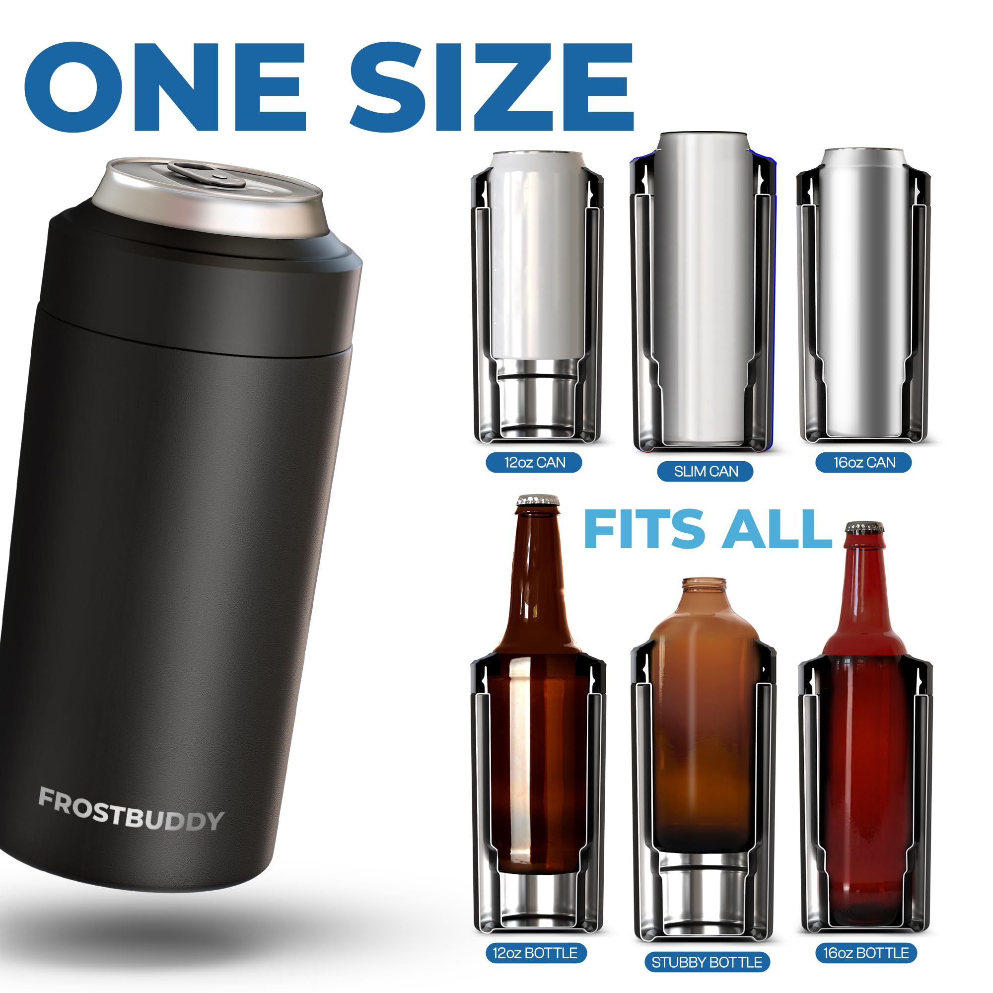 Frost Buddy gros plan acier inoxydable, résistance et isolation claires