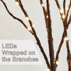 Fudios détail LED blanc chaud sur branches, lumière douce ambiante