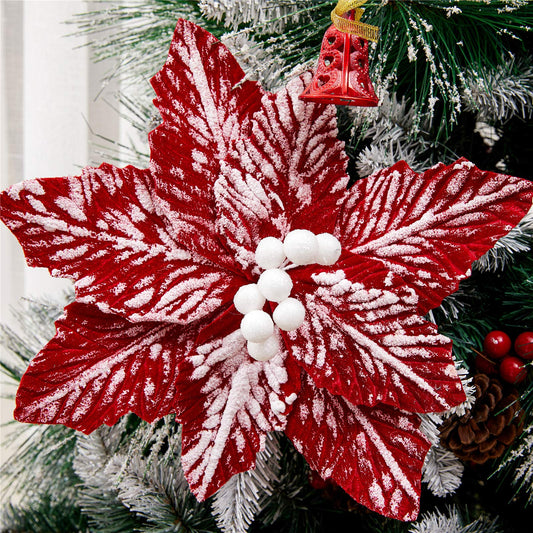 FuleHouzz vue avant du lot de 10 poinsettias prêt à décorer, gain de temps