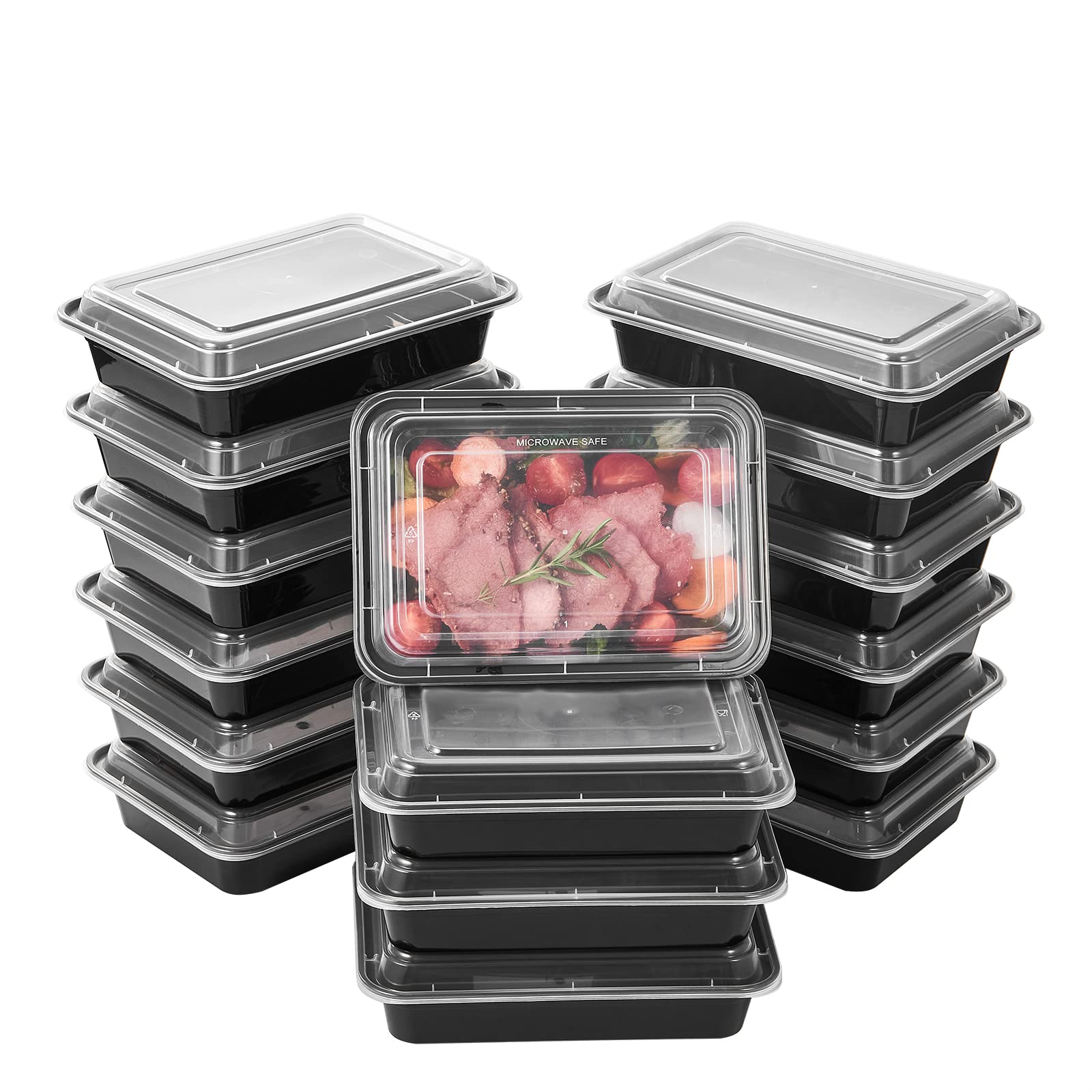 FULING boîte repas rectangulaire vue de face avec couvercle, gain d'espace