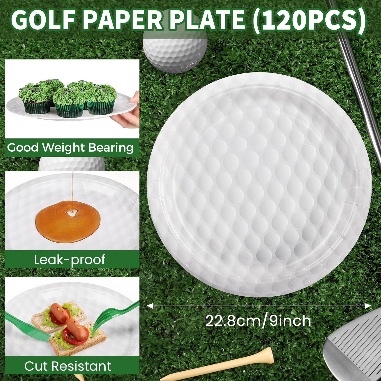 FULJOOY gros plan 3D texture balle de golf, rendu réaliste et décoratif