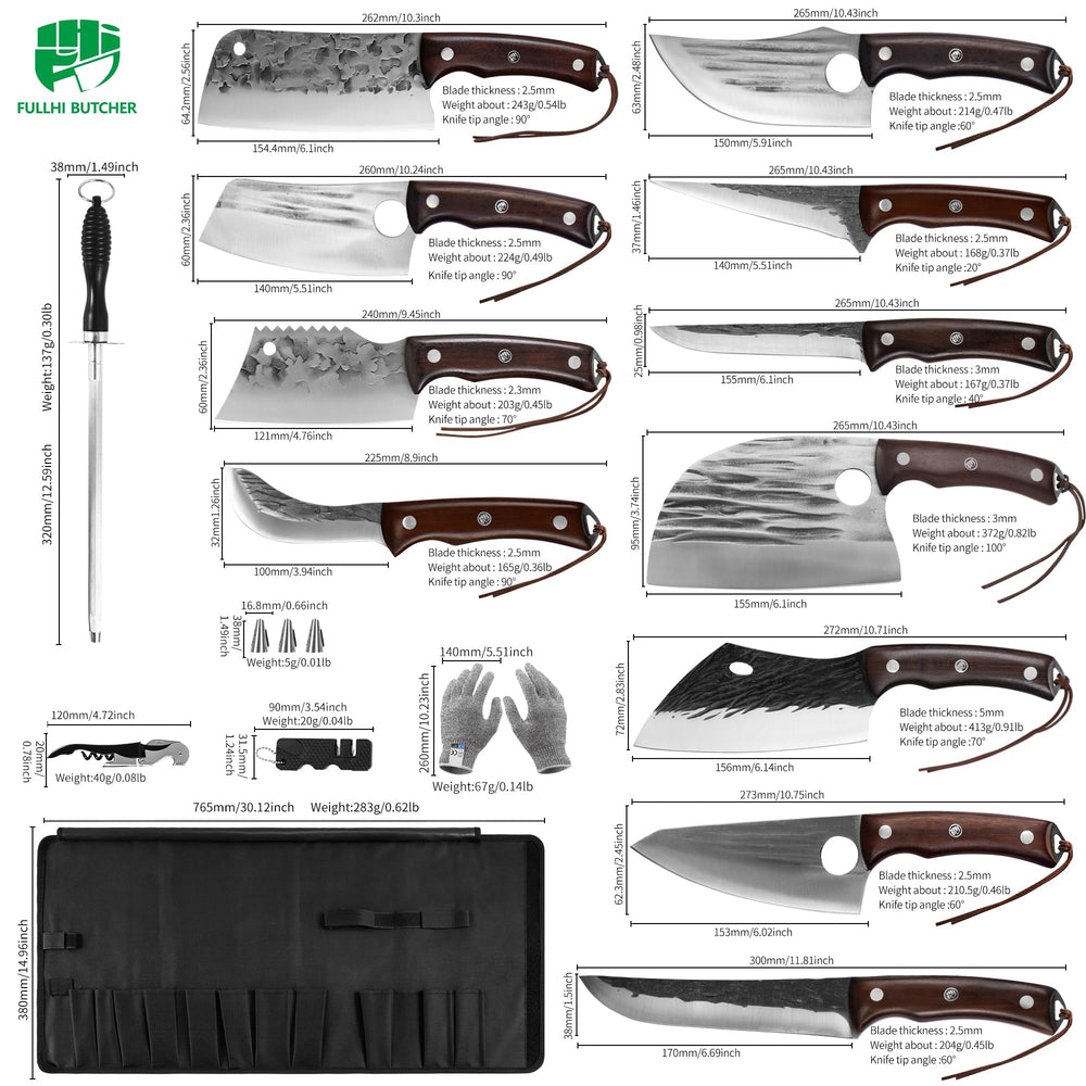 FULLHI cleaver lame en acier au carbone gros plan montrant tranchant durable