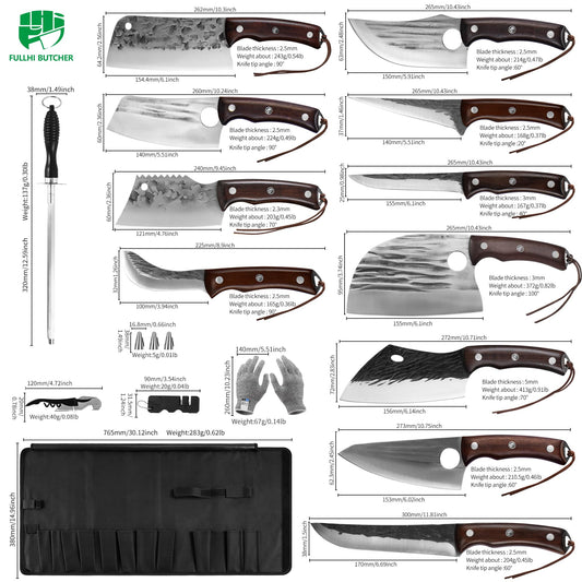 FULLHI cleaver lame en acier au carbone gros plan montrant tranchant durable