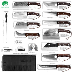 FULLHI cleaver lame en acier au carbone gros plan montrant tranchant durable