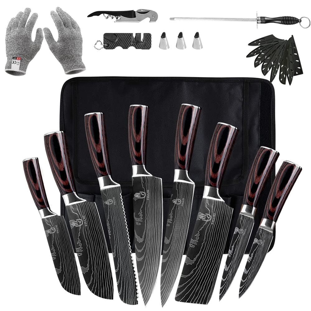 FULLHI set couteaux face avant montrant l'ensemble et rangement pratique