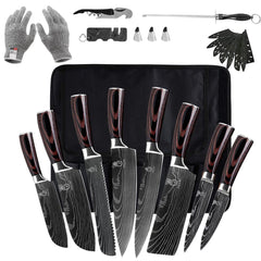 FULLHI set couteaux face avant montrant l'ensemble et rangement pratique