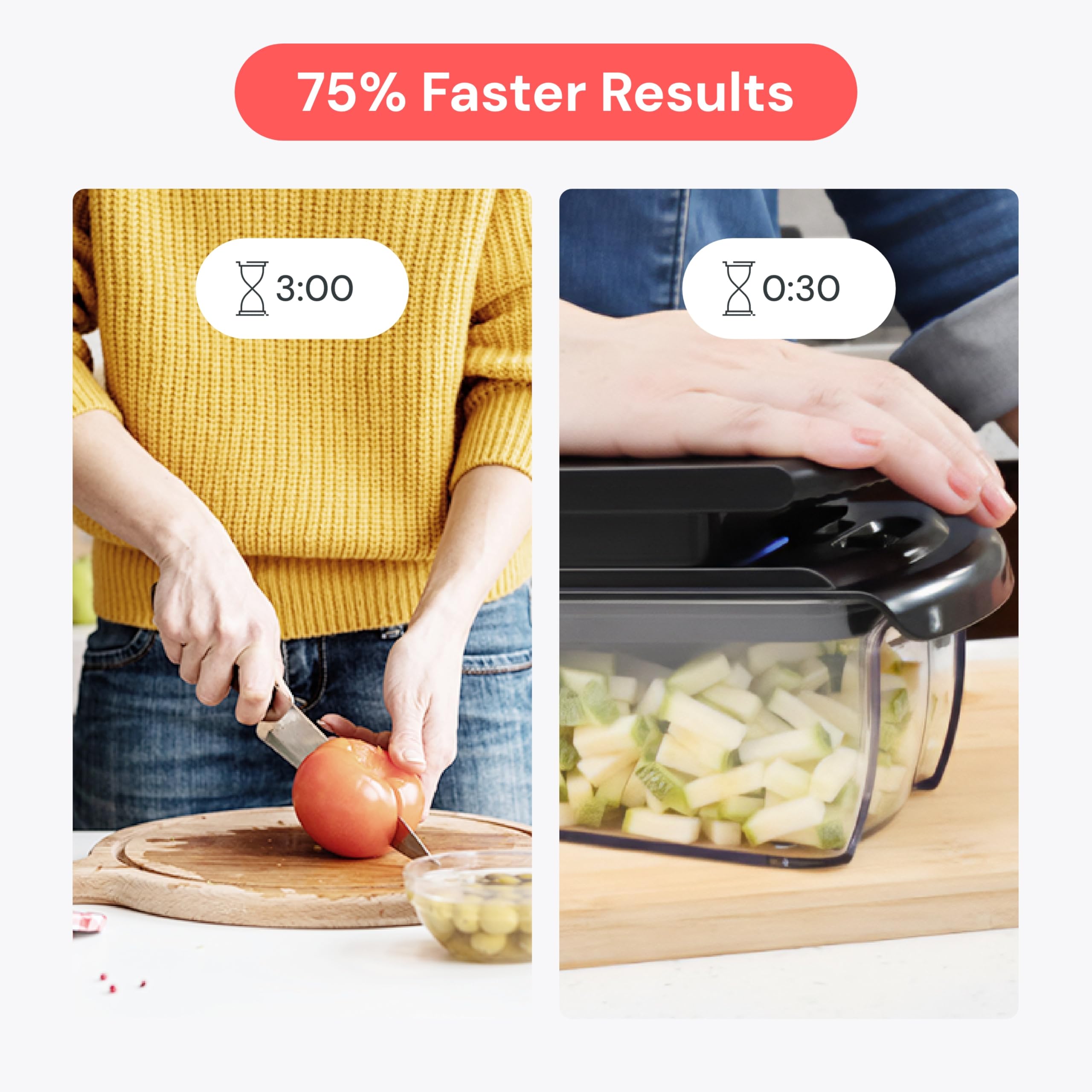 fullstar bol rempli de légumes coupés, gagnez du temps