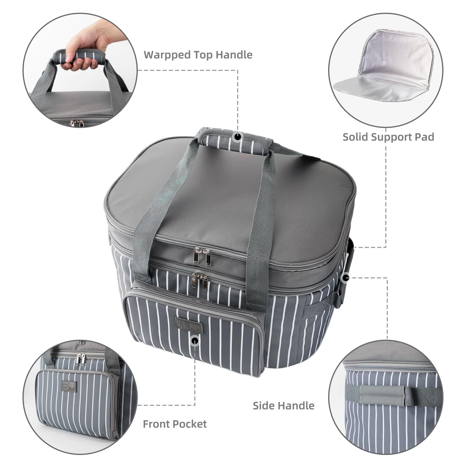 Fun Elements sac ouvert contenant une mijoteuse, maintien stable grâce au support intégré