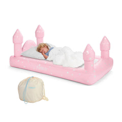 FUNBOY vue avant du lit château rose montrant le design et confort