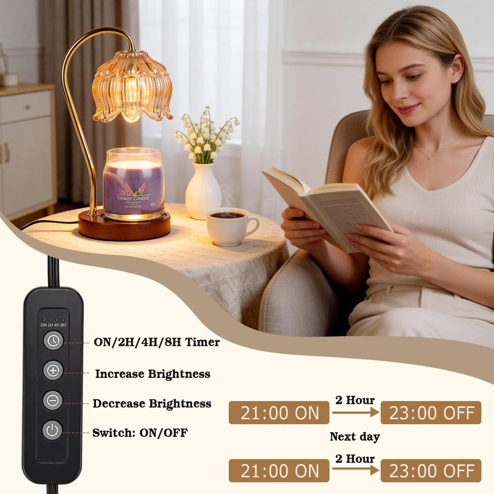 Funistree lampe en cours d'utilisation au-dessus d'une bougie en pot, diffuse parfum