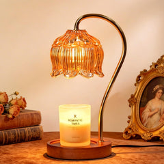 Funistree vue de face de la lampe chauffe-bougie Lily Amber pour décoration chaleureuse