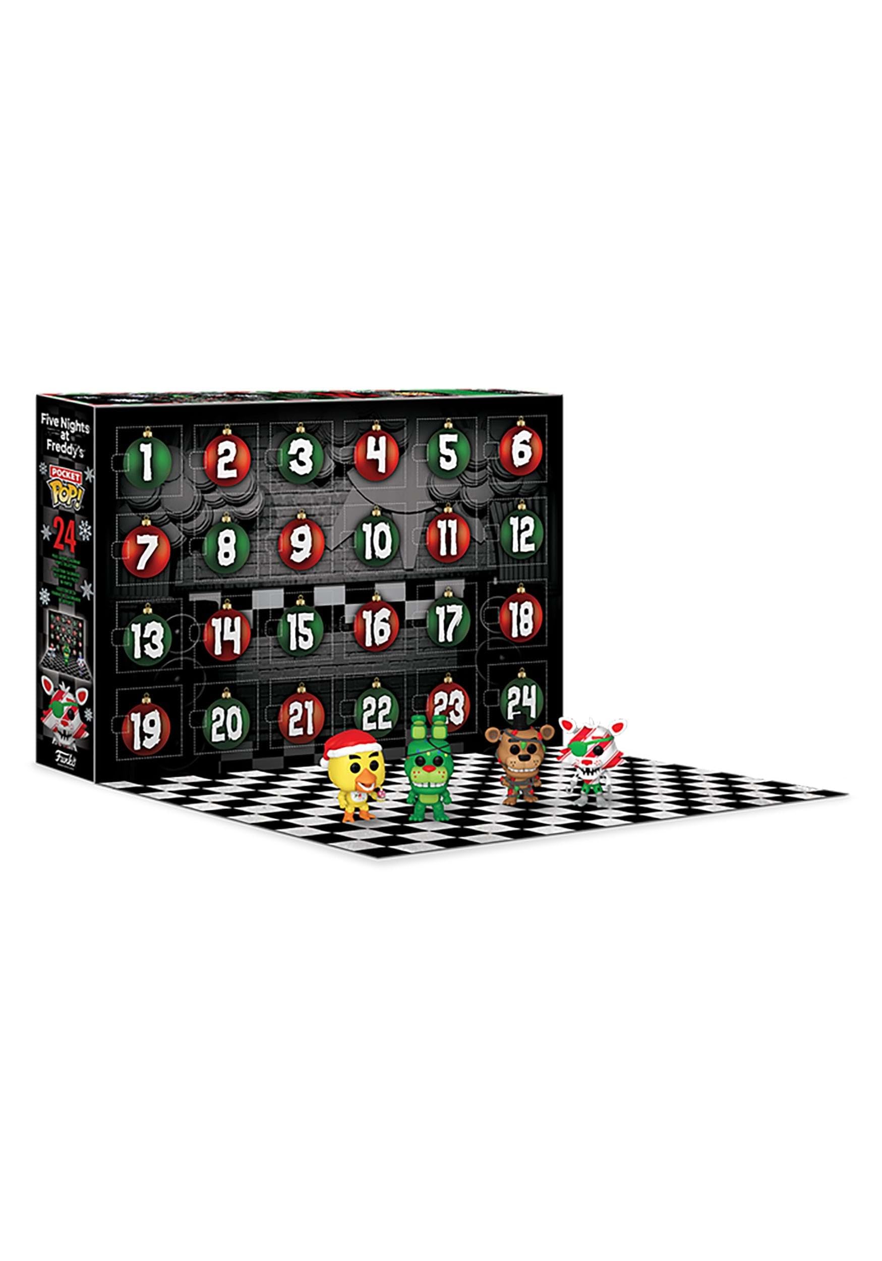 Funko figurines exposées devant le packaging créant une scène festive attrayante