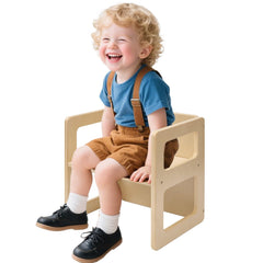 FUNLIO chaise vue avant en bois naturel, stabilité pour repas