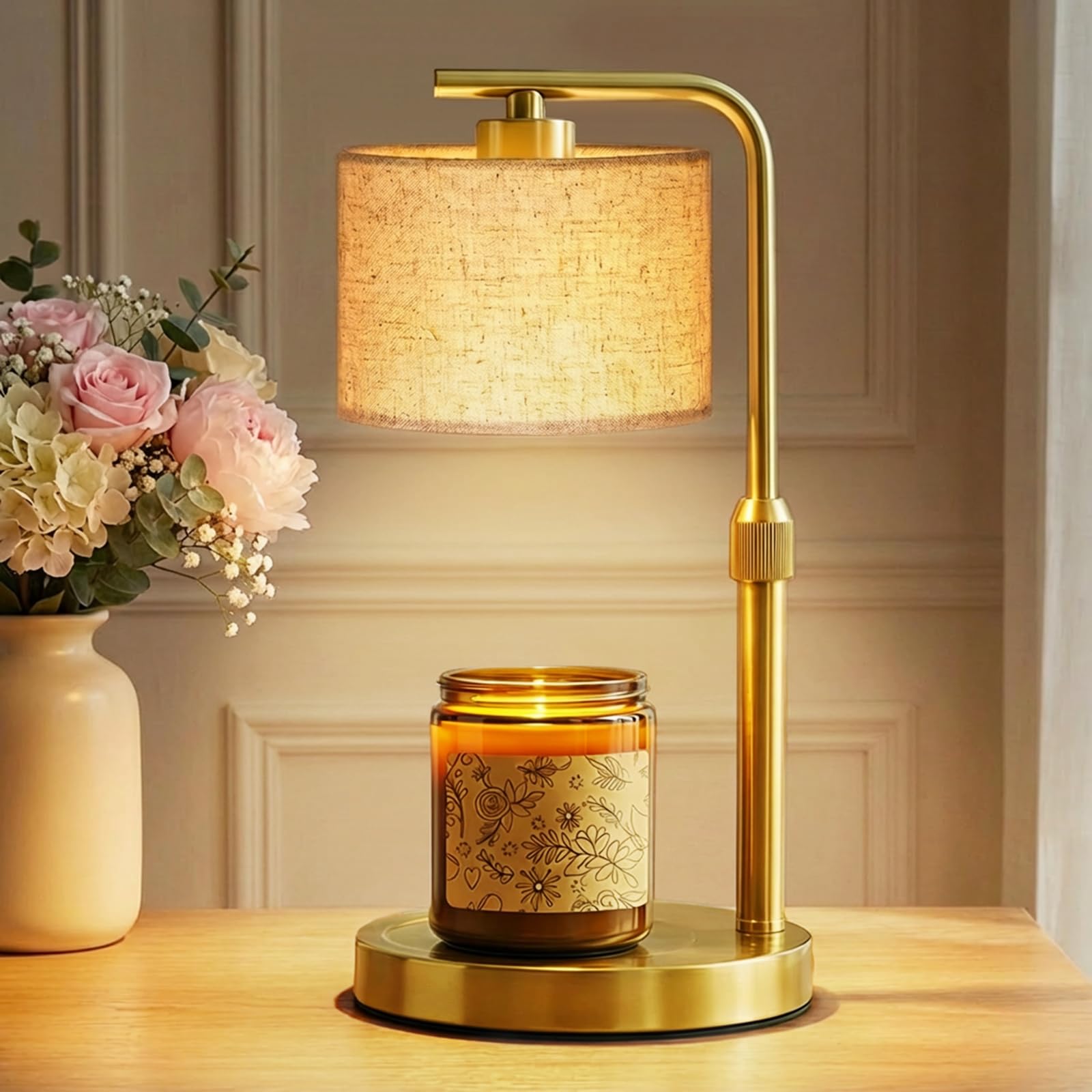 FUNNYBEHOM vue frontale de la lampe chauffe-bougie, design élégant et sécurisant