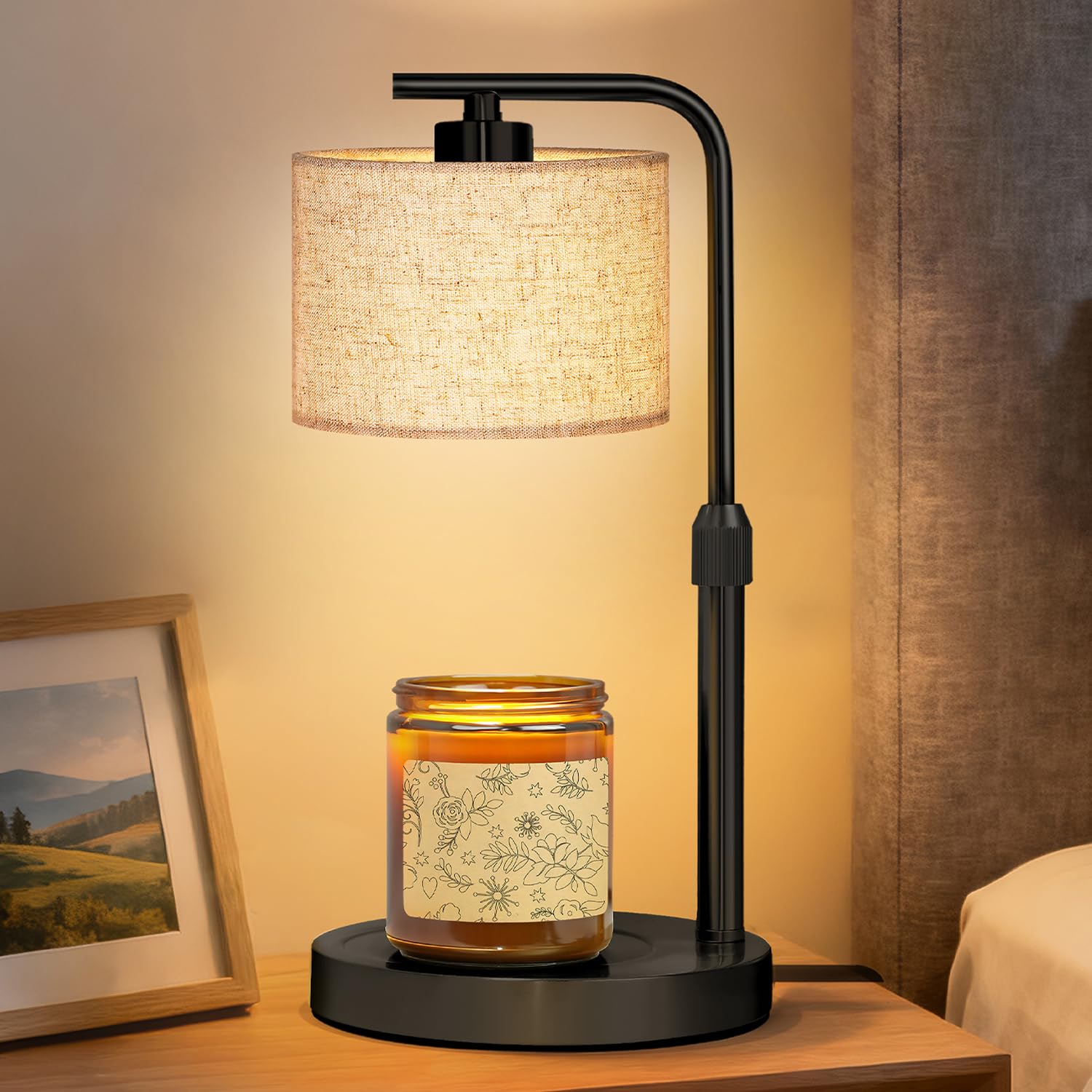 FUNNYBEHOM lampe chauffe-bougie face diffusant lumière chaleureuse