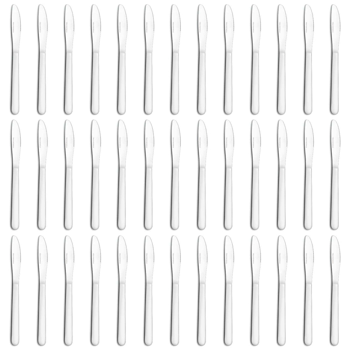 Funnydin couteau de table face ensemble montrant uniformité et élégance
