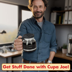 Funwares Cupa Joe gros plan sur le verre borosilicate, durable et résistant