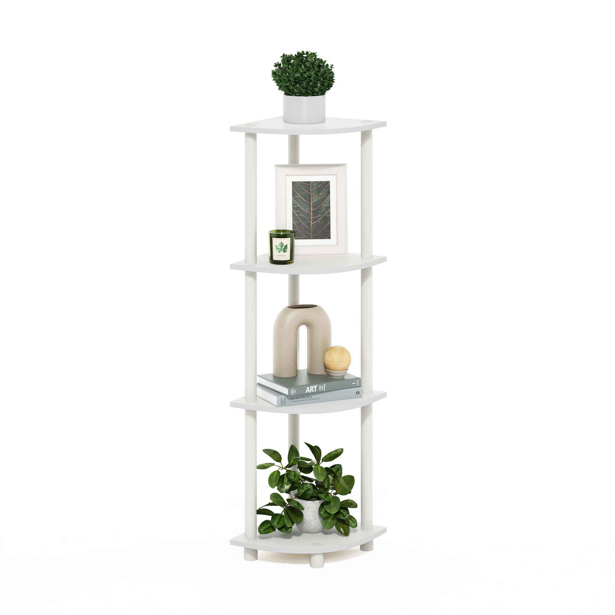 Furinno étagère d'angle vue de face maximisant un coin