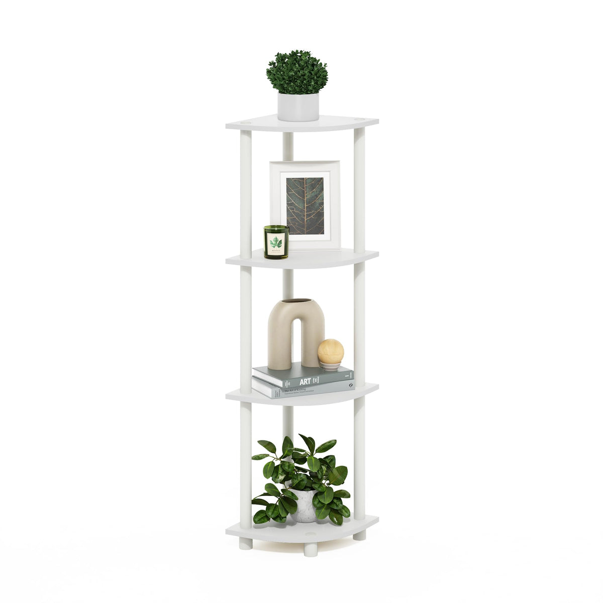 Furinno étagère d'angle vue de face maximisant un coin
