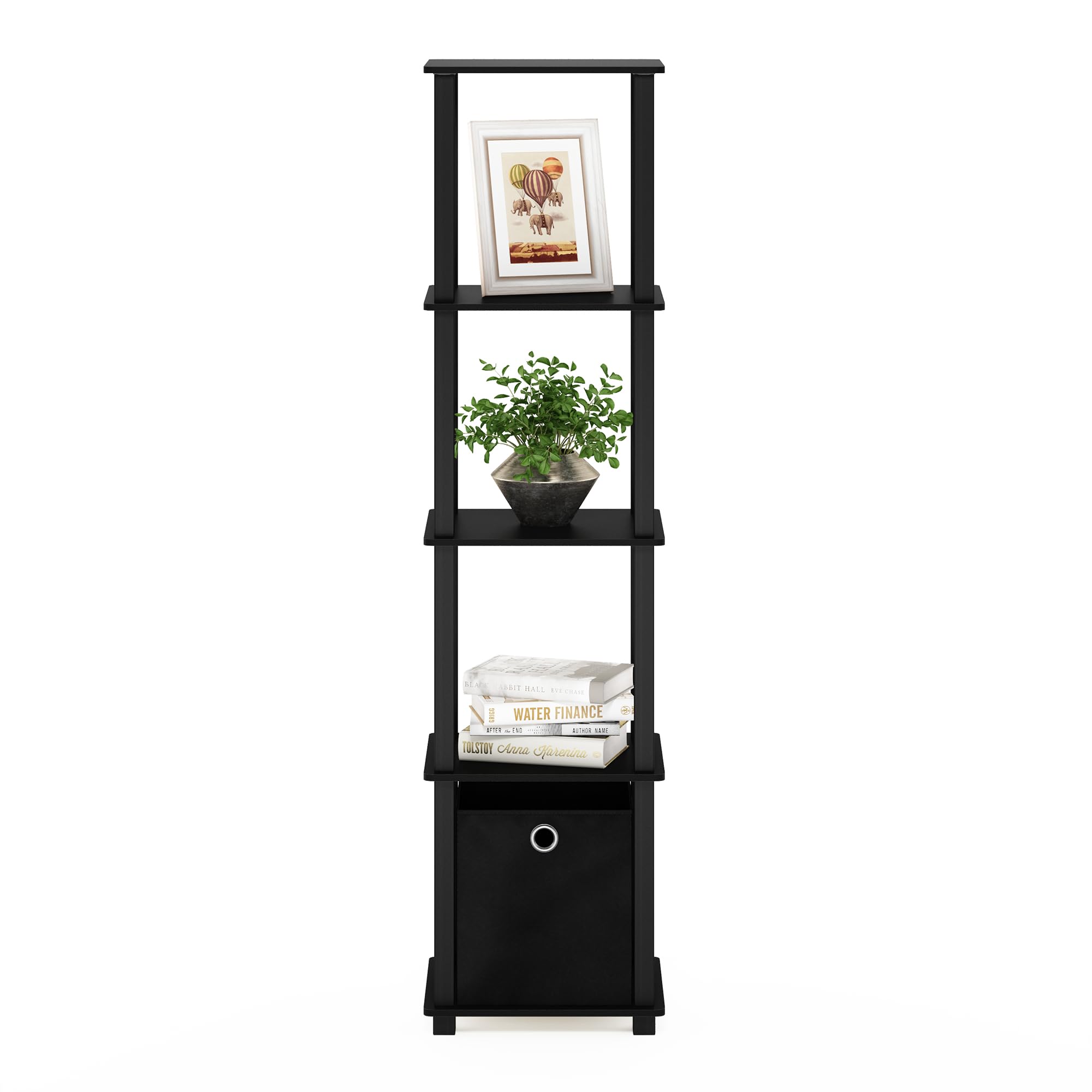 Furinno vue d'angle montrant stabilité et finition sobre pour intérieur