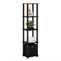 Furinno étagère de face noire montrant une silhouette compacte et gain de place