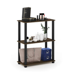 Furinno étagère face Columbia Walnut montrant rangement et élégance