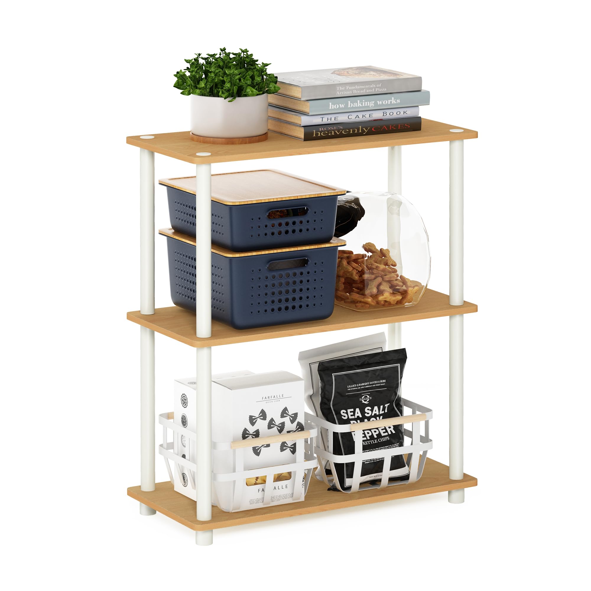 Furinno étagère face complète montrant rangement compact et gain de place