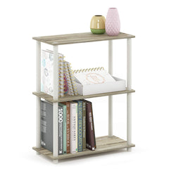 Furinno étagère face Sonoma Oak montrant design compact et gain d'espace