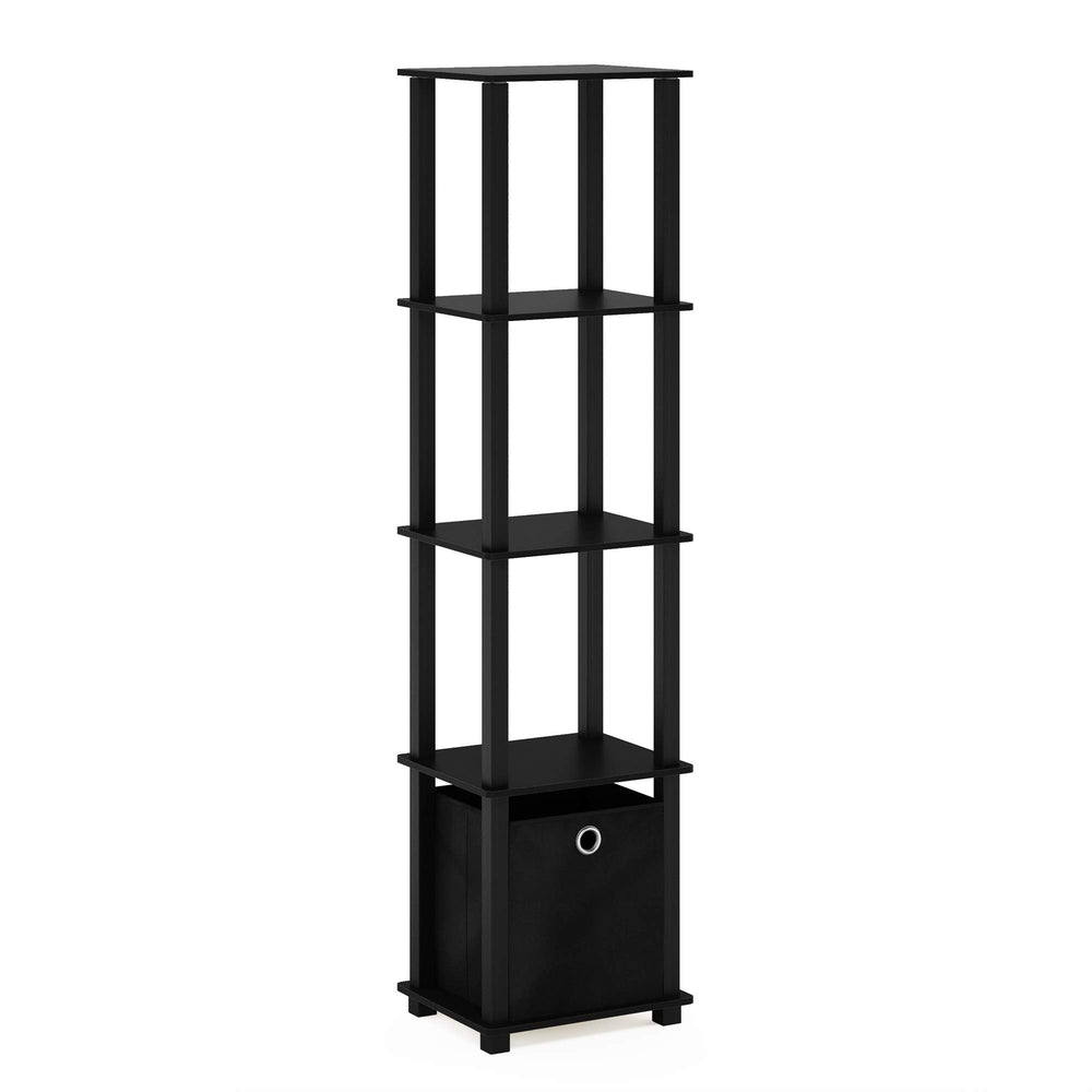 Furinno étagère dans salon exposant livres et décor pour organisation