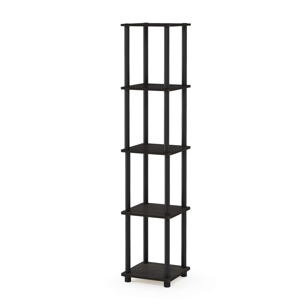 Furinno image d'assemblage sans outils illustrant tubes alignés pour fixer les plateaux