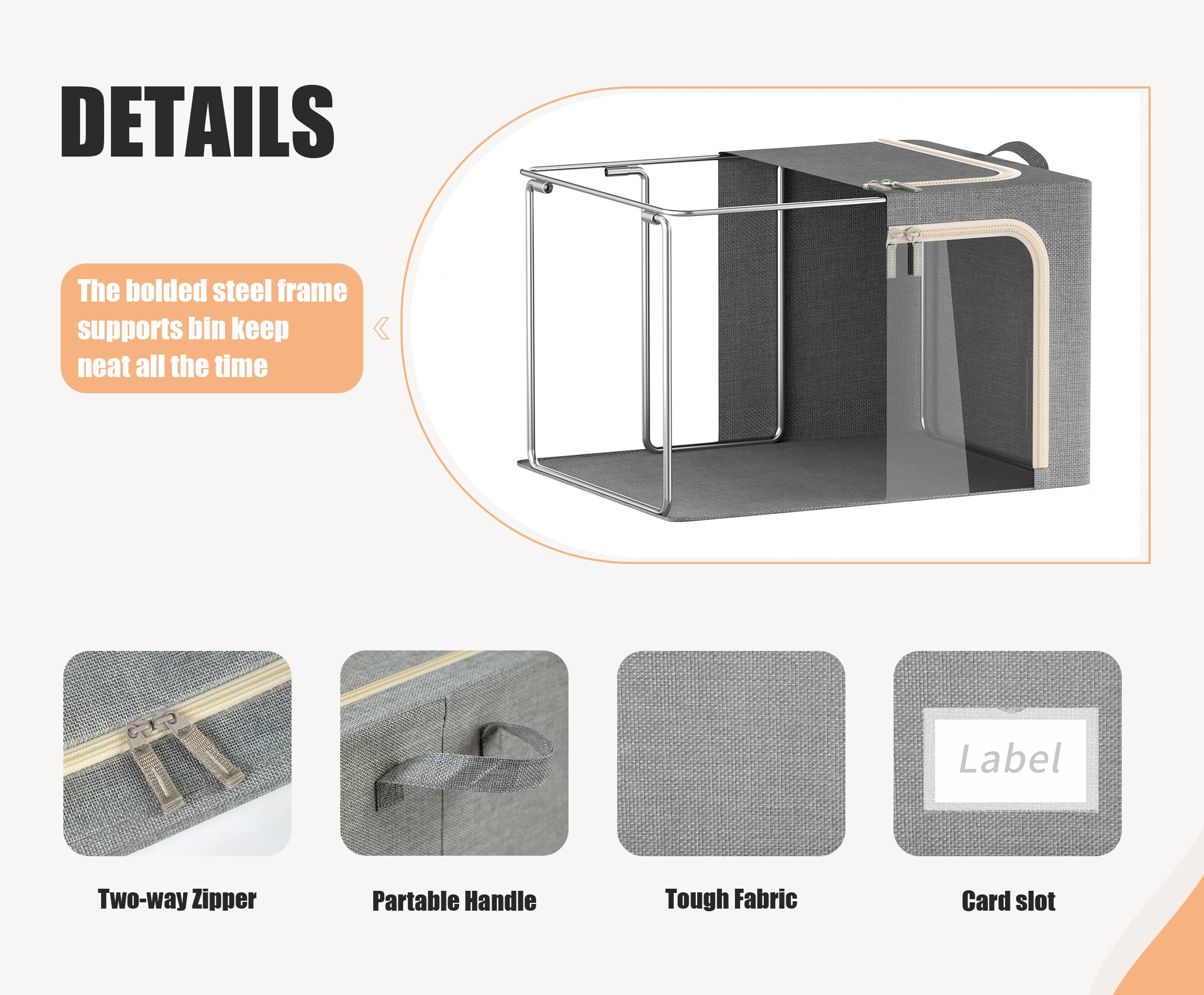 Furnhome boîte à côté d'objets courants indiquant taille et capacité
