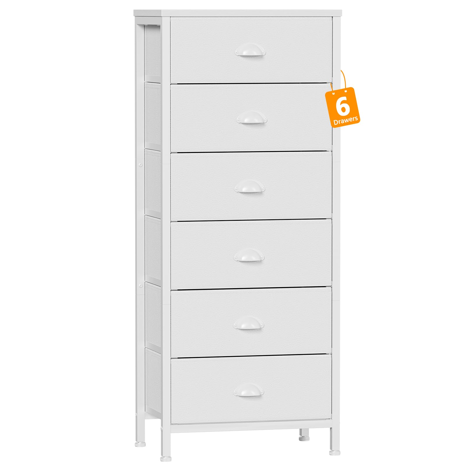 Furnulem vue frontale de la commode blanche montrant rangement compact et finition