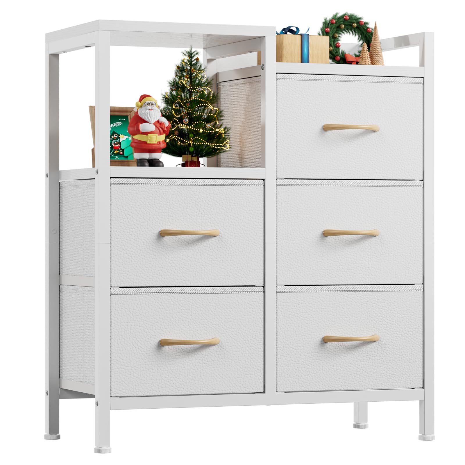Furnulem commode blanche vue de face montrant rangement compact et design épuré