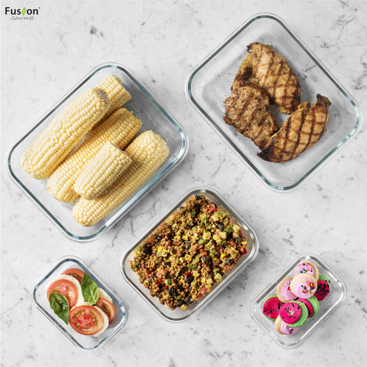 Fusion Gourmet ensemble de contenants montrant différentes tailles pour toute la famille