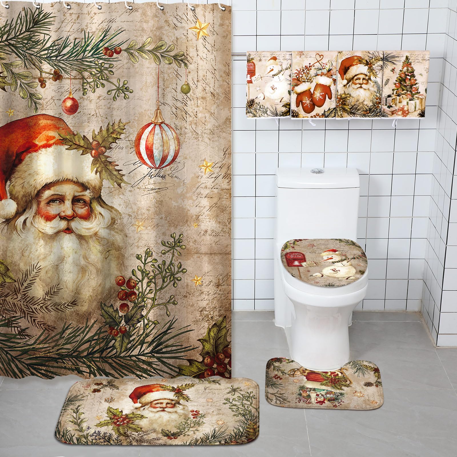 FuWeave ensemble installé dans salle de bain ambiance Noël coordonnée