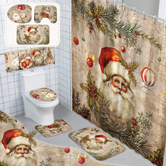 FuWeave rideau de douche Père Noël montrant décor festif et protection eau