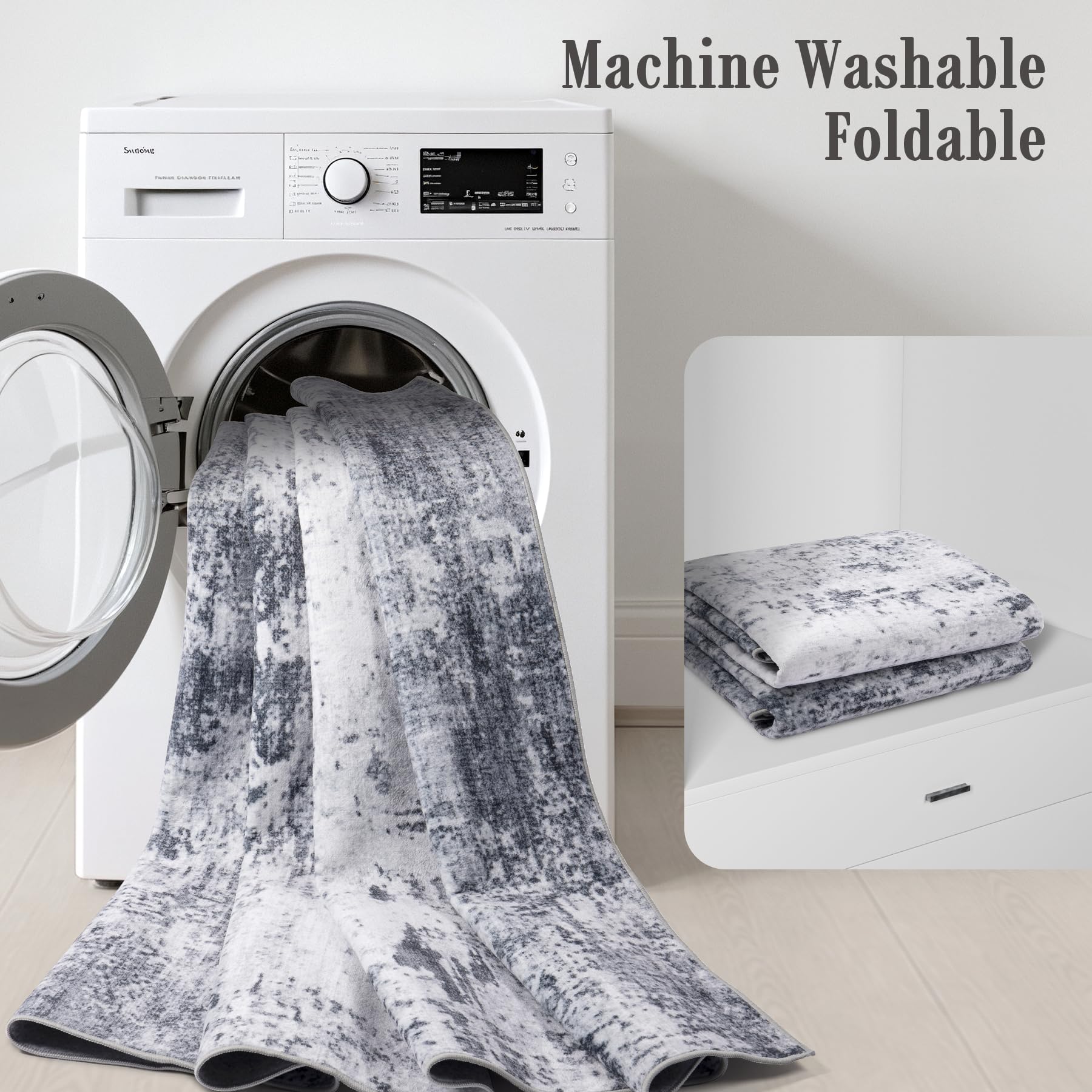 Tapis FXRHLP prêt à entrer en machine illustrant l'entretien facile et pratique