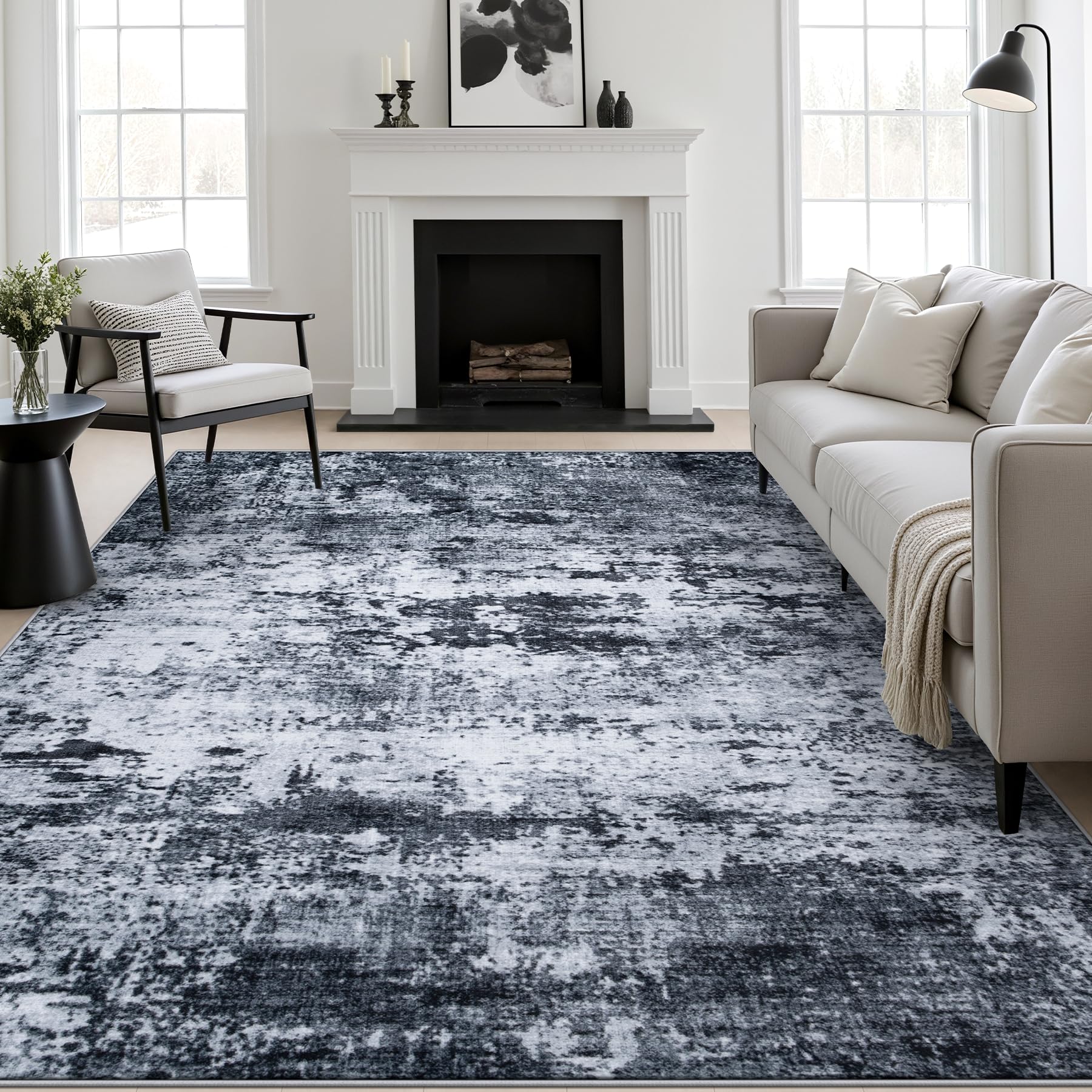 FXRHLP vue frontale du tapis 6x9 montrant motif abstrait et ambiance moderne