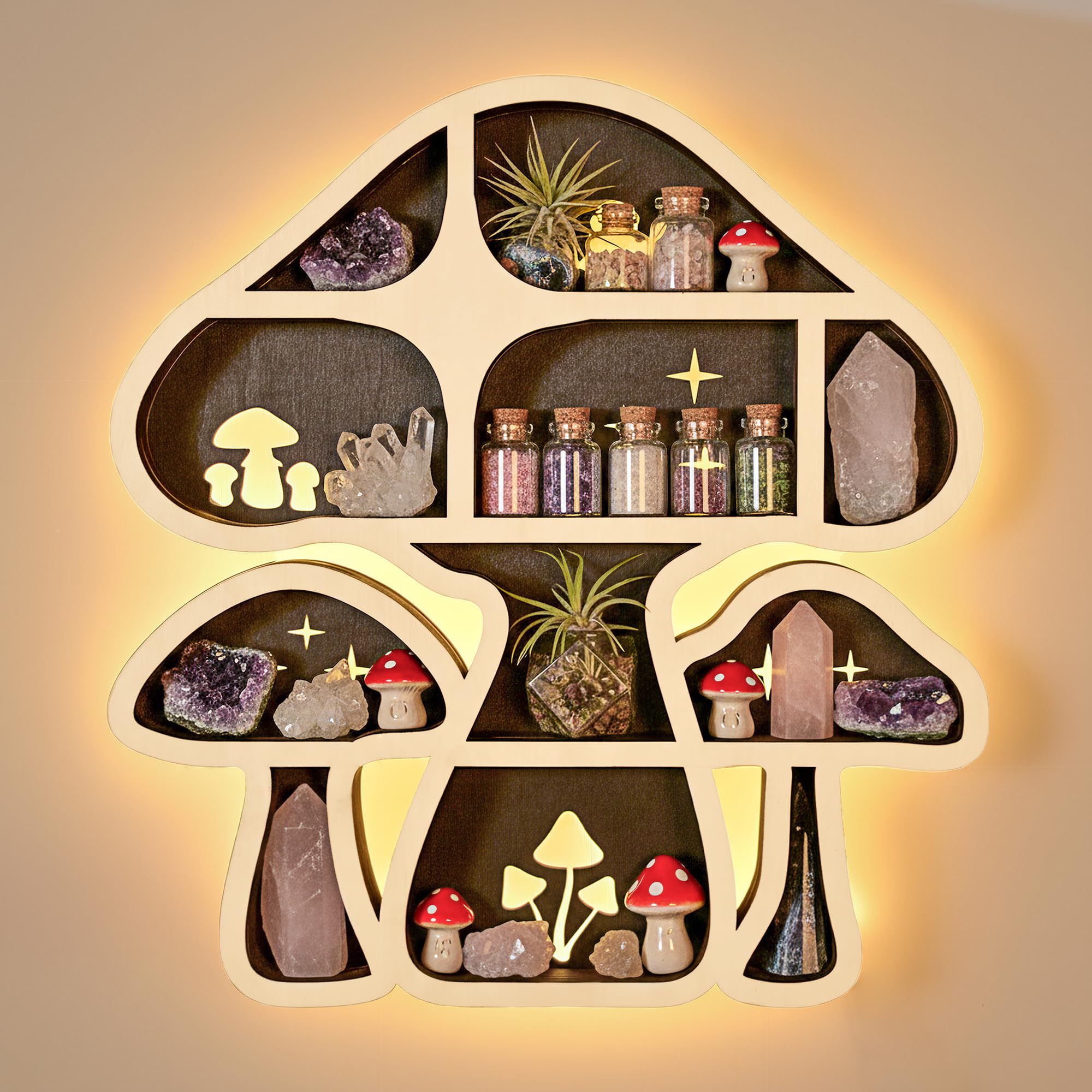 FNYDOX étagère champignon vue frontale crée une décoration murale chaleureuse