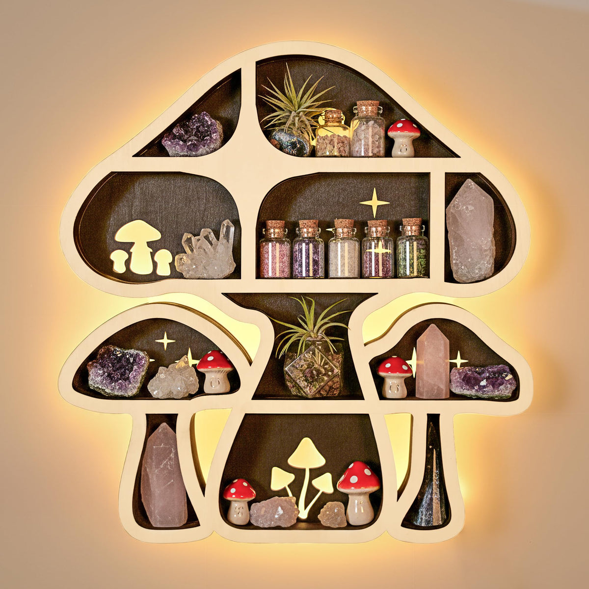 FNYDOX étagère champignon vue frontale crée une décoration murale chaleureuse