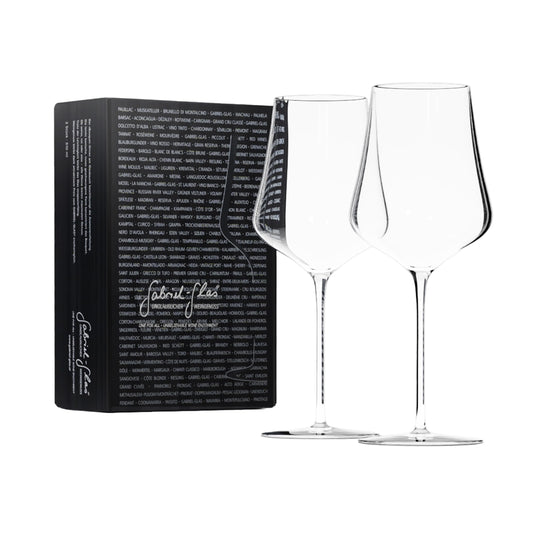 Gabriel‑Glas vue de face avec emballage cadeau, élégance prête à offrir