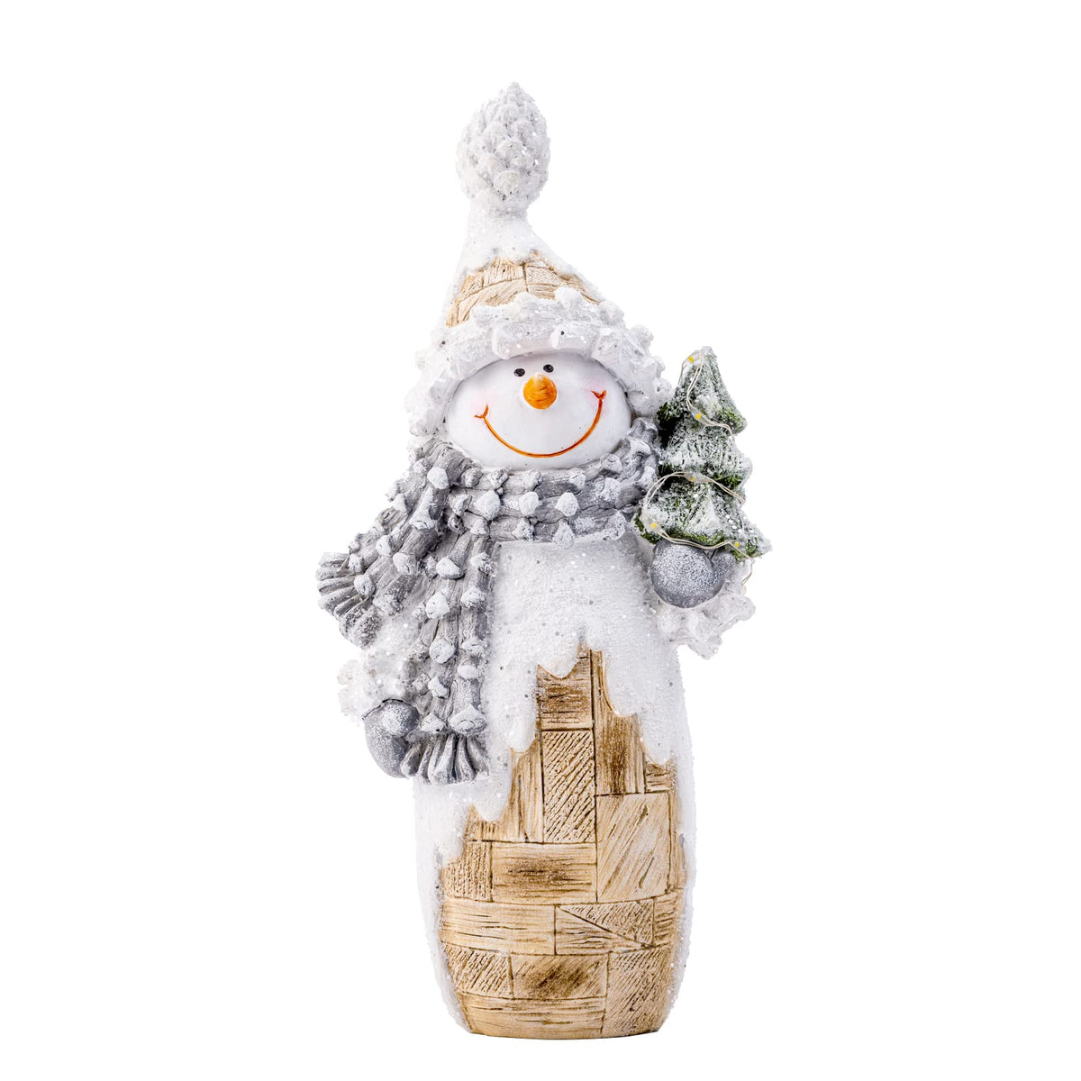Galiyen bonhomme de neige face éclairage chaleureux pour décor festif