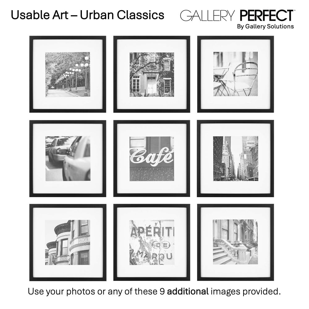 Gallery Perfect ensemble complet neuf cadres, passe‑partouts et gabarit mural