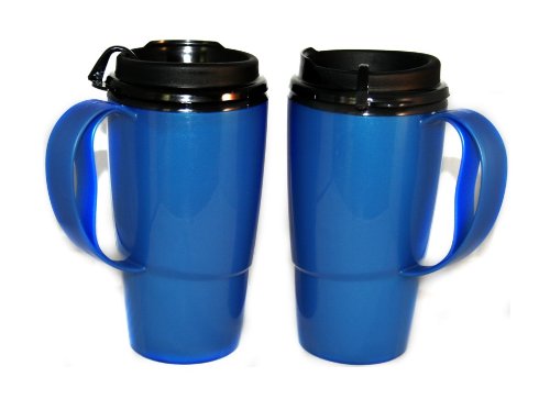 GAMA Electronics mug ThermoServ face avant bleu montrant la poignée ergonomique et maintien confortable