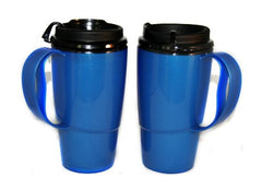 GAMA Electronics mug ThermoServ face avant bleu montrant la poignée ergonomique et maintien confortable