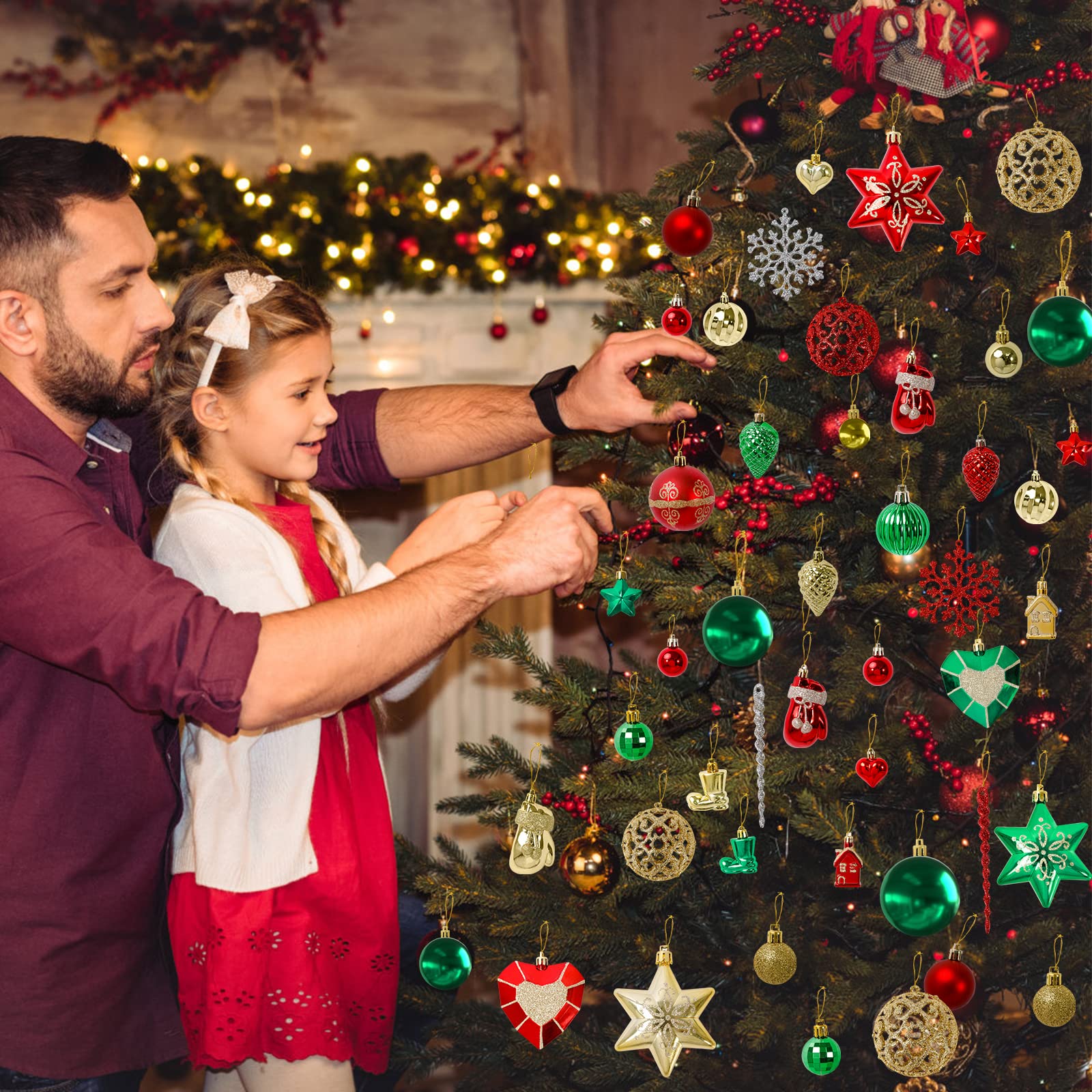 Garma sapin décoré entier montrant rendu final chaleureux et harmonieux