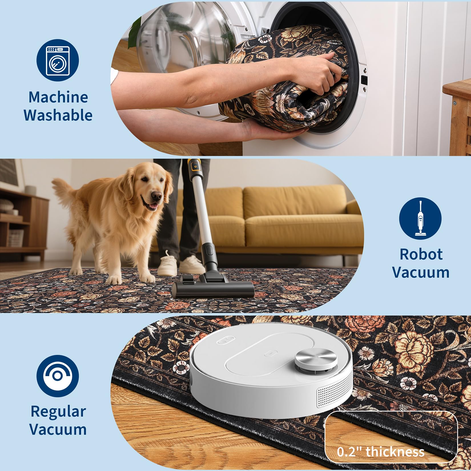 GarveeHome tapis installé en salon, crée ambiance chaleureuse et harmonieuse