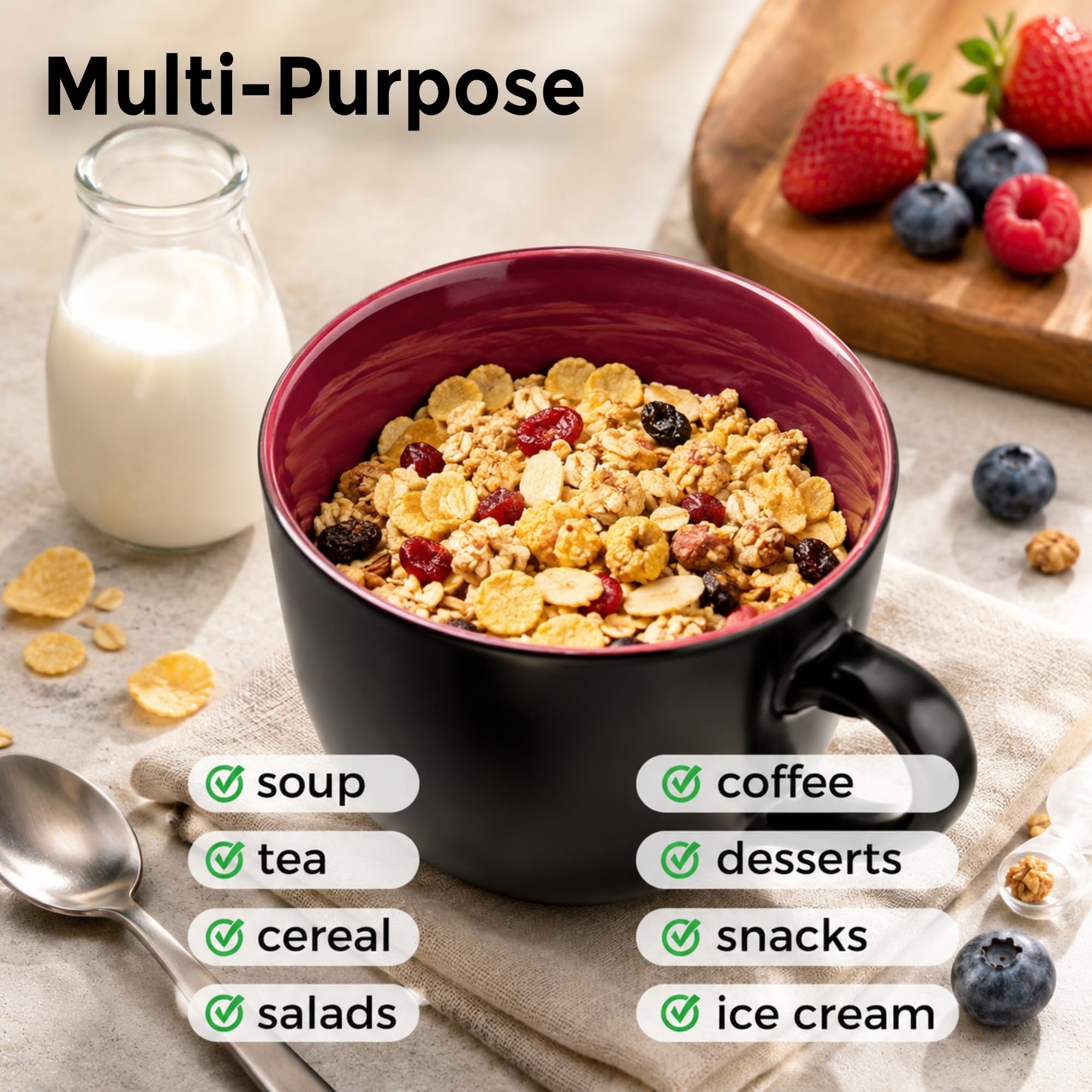 GBhome tasse-bol comparaison avec main montre capacité 24 oz