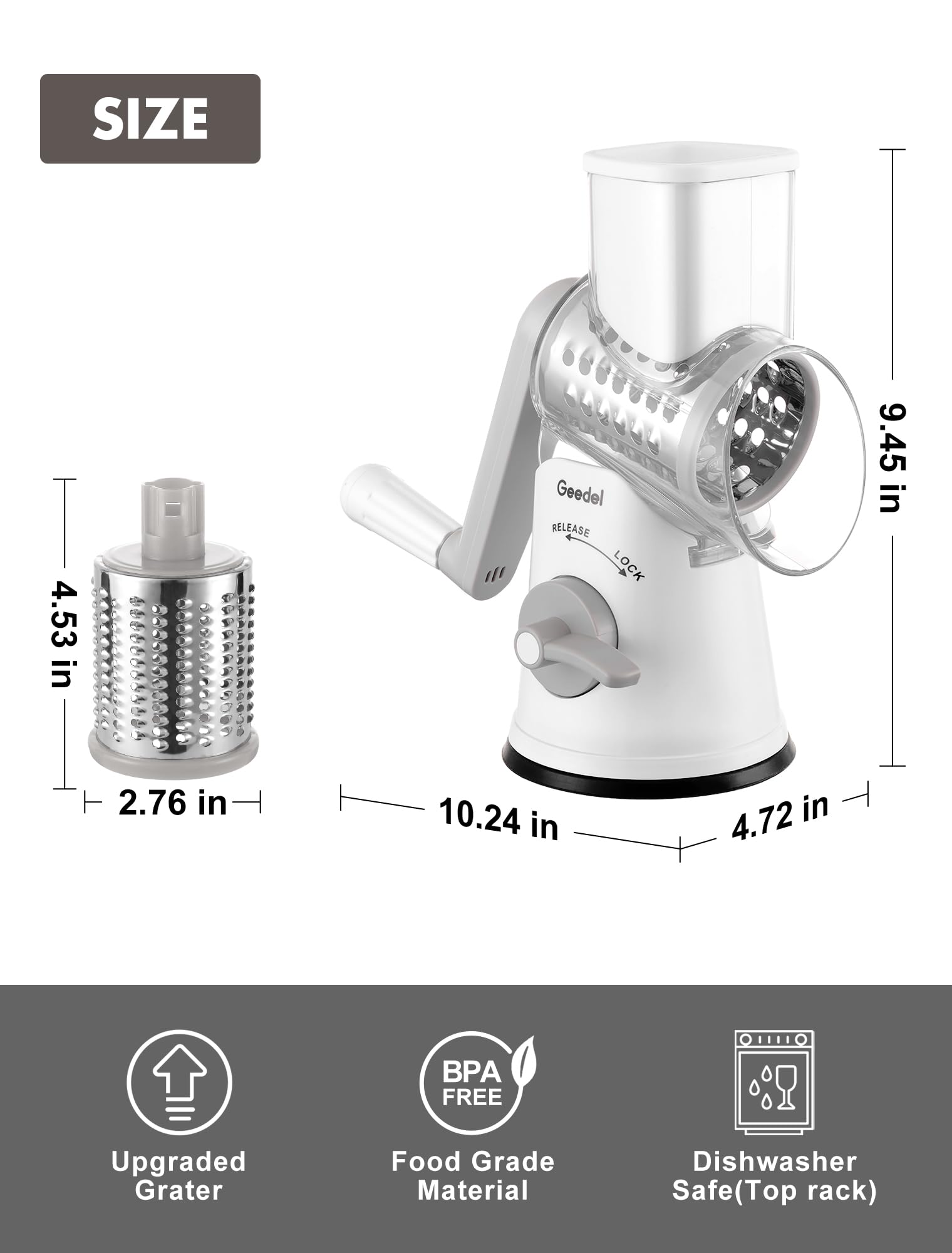 Geedel pièces démontées illustrant nettoyage simple et compatible lave-vaisselle